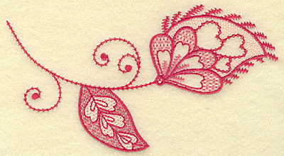 Embroidery Design: Floral hearts leaf and swirls medium<br> 6.76w X 3.68h