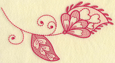Embroidery Design: Floral hearts leaf and swirls jumbo<br> 10.13w X 5.52h