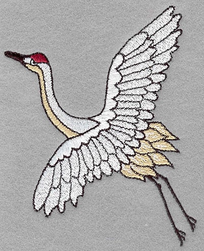 Embroidery Design: Crane large <br> 5.00"h x 4.21"w