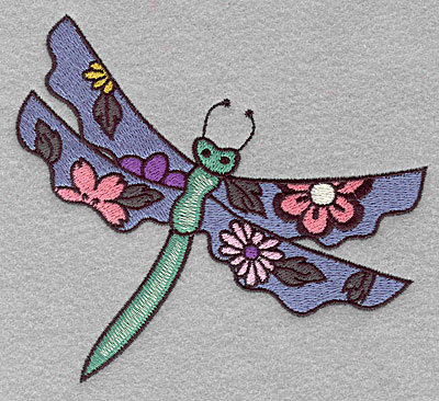 Embroidery Design: Dragonfly floral <br> 4.50"h x 5.00"w