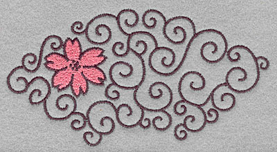 Embroidery Design: Floral swirls <br> 2.66"h x 5.00"w