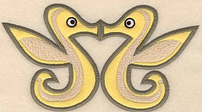 Embroidery Design: Seahorses kissing large applique <br>7.00"w X 3.81"h