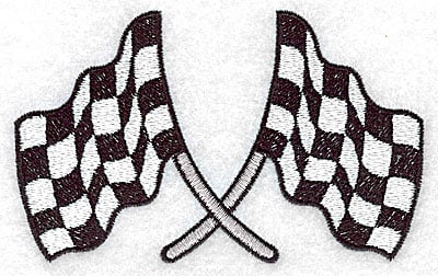 Embroidery Design: Crossed checkered racing flags large<br> 4.01w X 3.03h