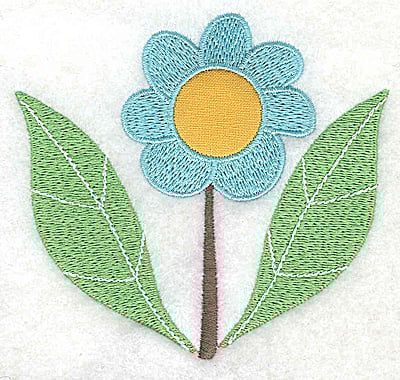 Embroidery Design: Flower 2 applique with leaves large<br> 3.89w X 3.59h