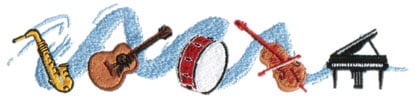 Embroidery Design: Musical Ensemble<br>8.64" x 1.99"