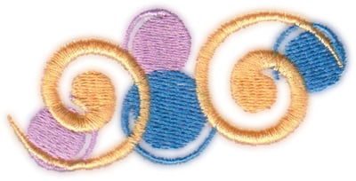 Embroidery Design: Swirl and Circles<br>3.45" x 1.63"