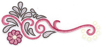Embroidery Design: Swirls splashes and flower A<br> 6.95w X 3.10h