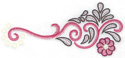 Embroidery Design: Swirls splashes and flower B<br> 6.95w X 3.10h