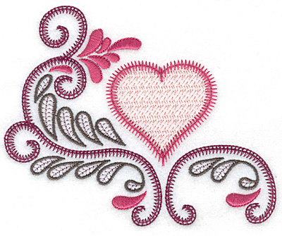 Embroidery Design: Heart and swirls A<br> 5.72w X 4.71h