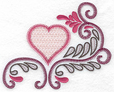 Embroidery Design: Heart and swirls B<br> 5.72w X 4.71h