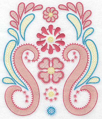 Embroidery Design: Floral swirls large<br> 6.39w X 7.43h