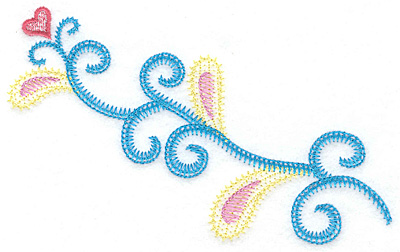 Embroidery Design: Heart and swirls A<br> 6.04w X 3.90h