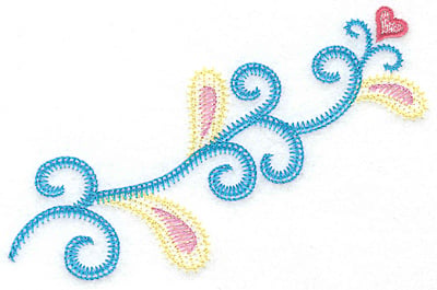 Embroidery Design: Heart and swirls B<br> 6.04w X 3.90h