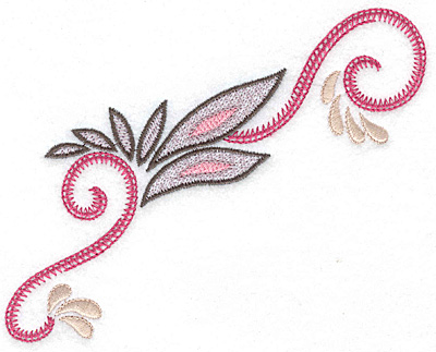Embroidery Design: Leaves and swirls B<br> 5.78w X 4.60h