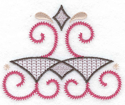 Embroidery Design: Diamond and swirls<br> 3.73w X 3.00h