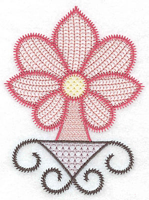 Embroidery Design: Flower in triangle swirl<br> 3.58w X 4.84h