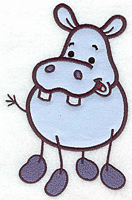 Embroidery Design: Hippo applique<br> 6.95w X 4.38h