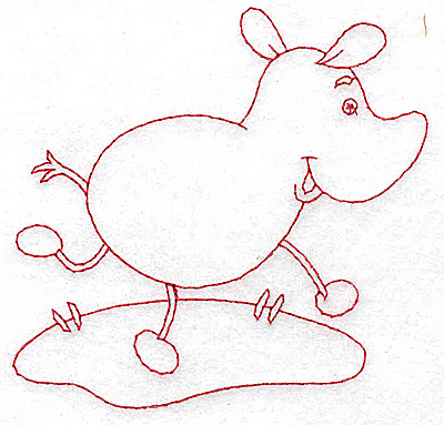 Embroidery Design: Rhino Redwork<br> 3.75w X 3.82h