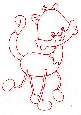 Embroidery Design: Cat Redwork<br> 2.73w X 3.89h