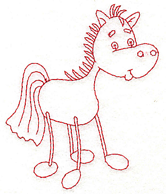 Embroidery Design: Horse Redwork<br> 3.16wX 3.89h
