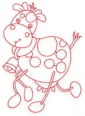 Embroidery Design: Cow Redwork<br> 2.72w X 3.85h