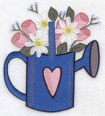Embroidery Design: Watering can with heart and flowers large<br> 4.30w X 4.93h | Embroidery Legacy Embroidery Design: Watering can with heart and flowers large<br> 4.30w X 4.93h