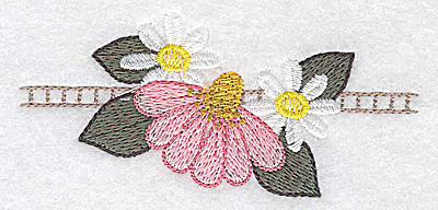 Embroidery Design: Echinacea and daisies <br> 3.87w X 1.78h