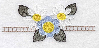 Embroidery Design: Daisies and periwinkle<br> 3.87w X 1.62h
