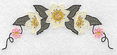 Embroidery Design: Floral arc with vines<br> 4.97w X 2.05h