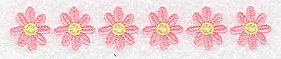 Embroidery Design: Row of daisies<br> 4.93w X 0.83h