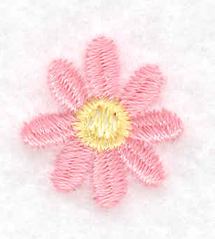 Embroidery Design: Single daisy bloom<br> 0.77w X 0.83h