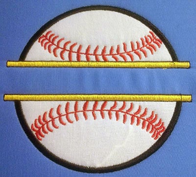 Embroidery Design: Split Applique Baseball Large<br> 6.50w X 6.04h