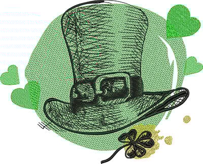 Embroidery Design: St Patricks Leprechaun Hat <br> 9.67w X 7.85h