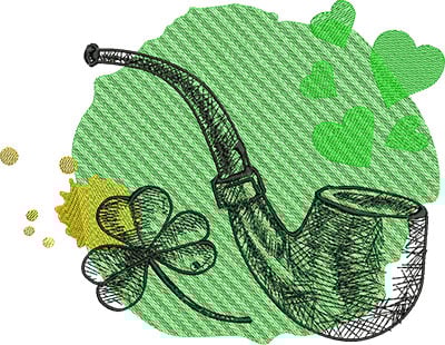 Embroidery Design: St Patricks Pipe<br> 9.85w X 7.63h