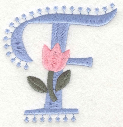 Embroidery Design: F Large<br>3.57inH x 3.45inW