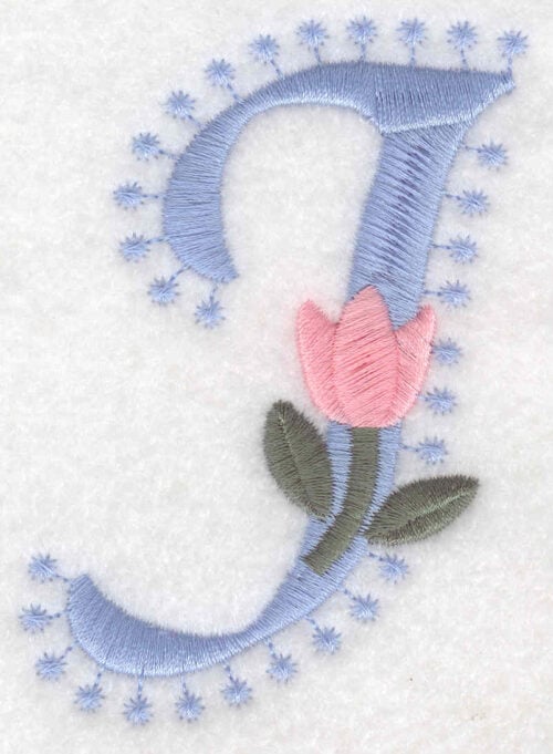 Embroidery Design: J Large<br>3.53inH x 2.34inW
