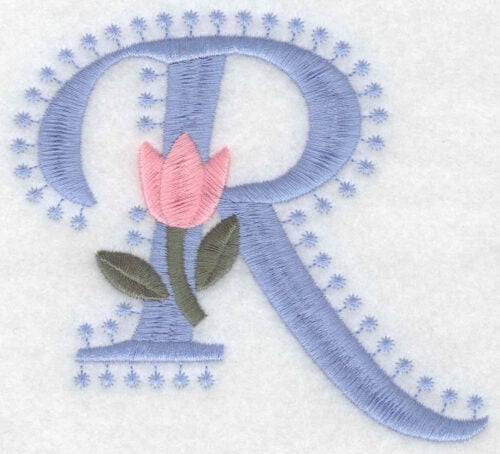 Embroidery Design: R Large<br>3.94inH x 4.31inW