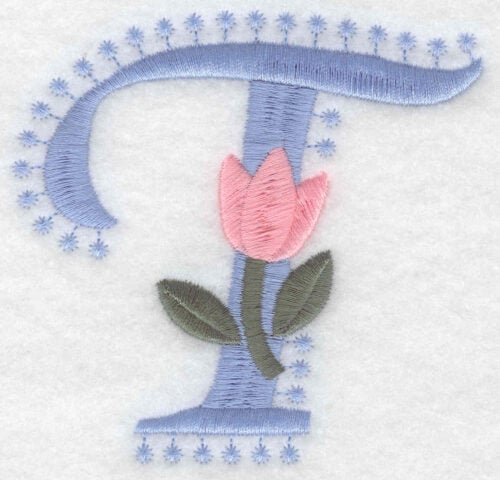 Embroidery Design: T Large<br>3.53inH x 3.64inW