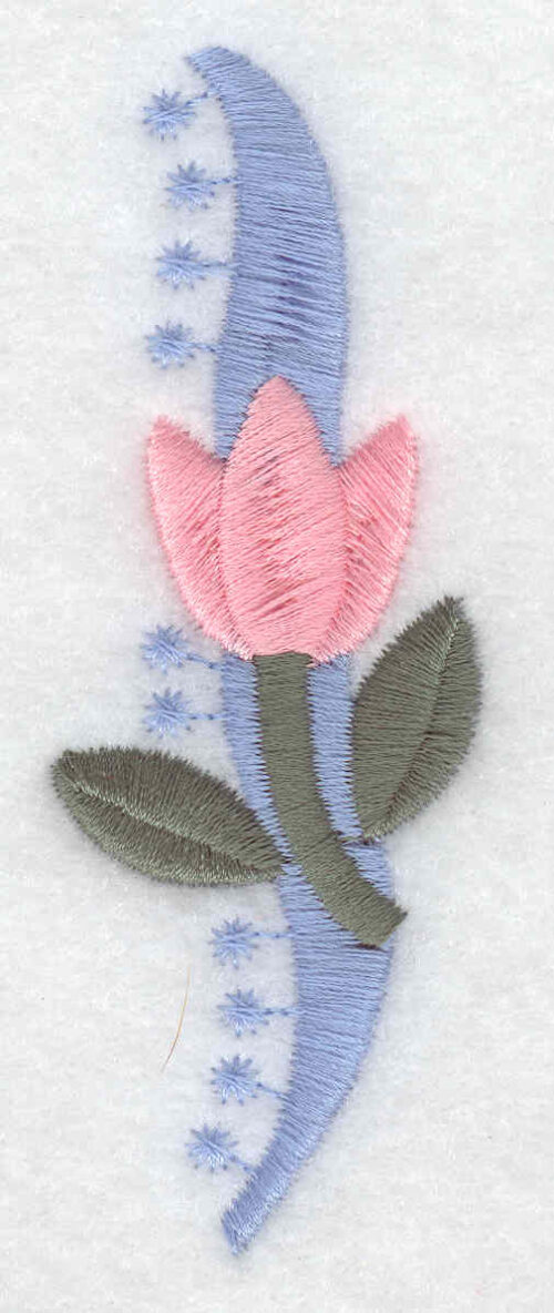 Embroidery Design: Floral tulip slash large<br>3.70inH x 1.34inW