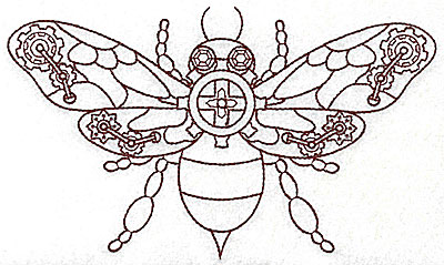 Embroidery Design: Steampunk fly one colour<br> 6.94w X 4.14h | Embroidery Legacy Embroidery Design: Steampunk fly one colour<br> 6.94w X 4.14h