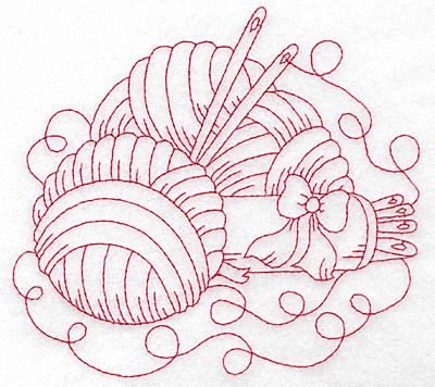 Embroidery Design: Wool and ribbon redwork large<br> 5.61w X 5.04h