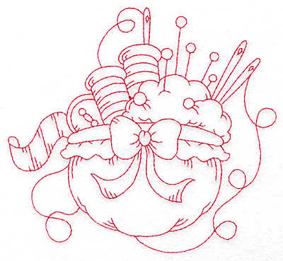 Embroidery Design: Sewing supplies redwork large<br> 5.60wX 5.12h
