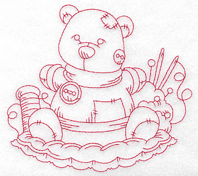 Embroidery Design: Teddy bear redwork large<br> 5.68w X 5.18h
