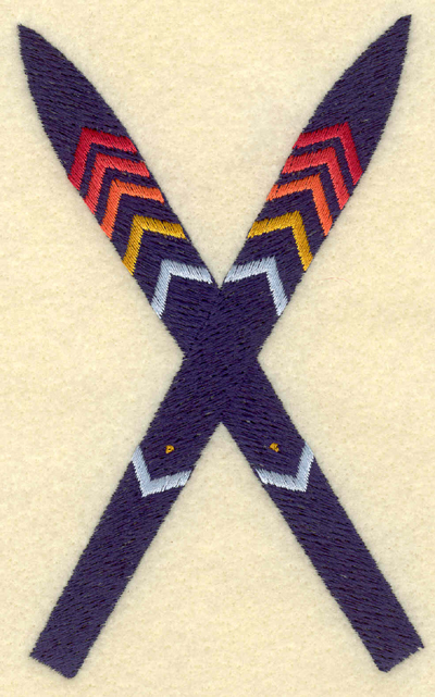 Embroidery Design: Crossed skis<br>3.03w X 5.00h