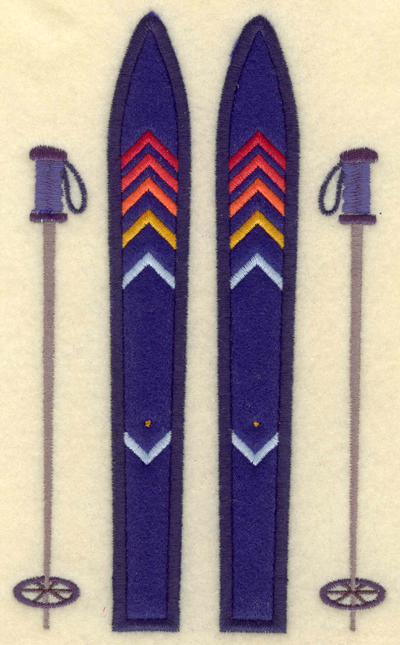 Embroidery Design: Skis and poles applique<br>4.26w X 7.01h