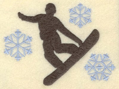 Embroidery Design: Snowboarder with snowflakes large<br>5.09w X 3.74h | Embroidery Legacy Embroidery Design: Snowboarder with snowflakes large<br>5.09w X 3.74h