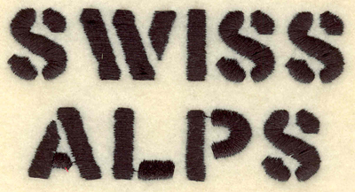 Embroidery Design: Swiss Alps text<br>3.91w X 1.97h