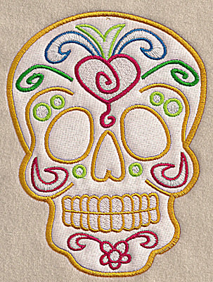 Embroidery Design: Skull B large applique<br> 5.18w X 6.93h