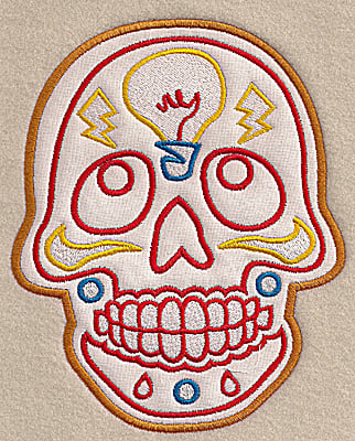 Embroidery Design: Skull J large applique<br> 5.55w X 6.89h