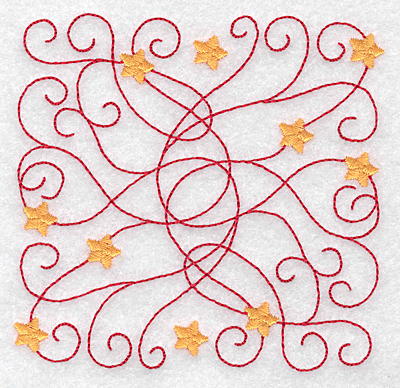 Embroidery Design: Swirls and stars rectangle small<br> 3.88w X 3.81h